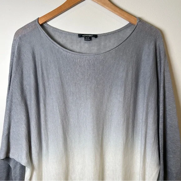 Acrobat Gray & White Ombre Dolman Sleeve Flowy Elegant Lightweight Sweater XS/S - Picture 4 of 6